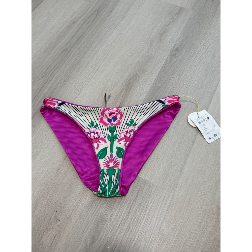 NWT Maaji Reversible Bikini Bottom Pink purple green floral Colorful Bright XL